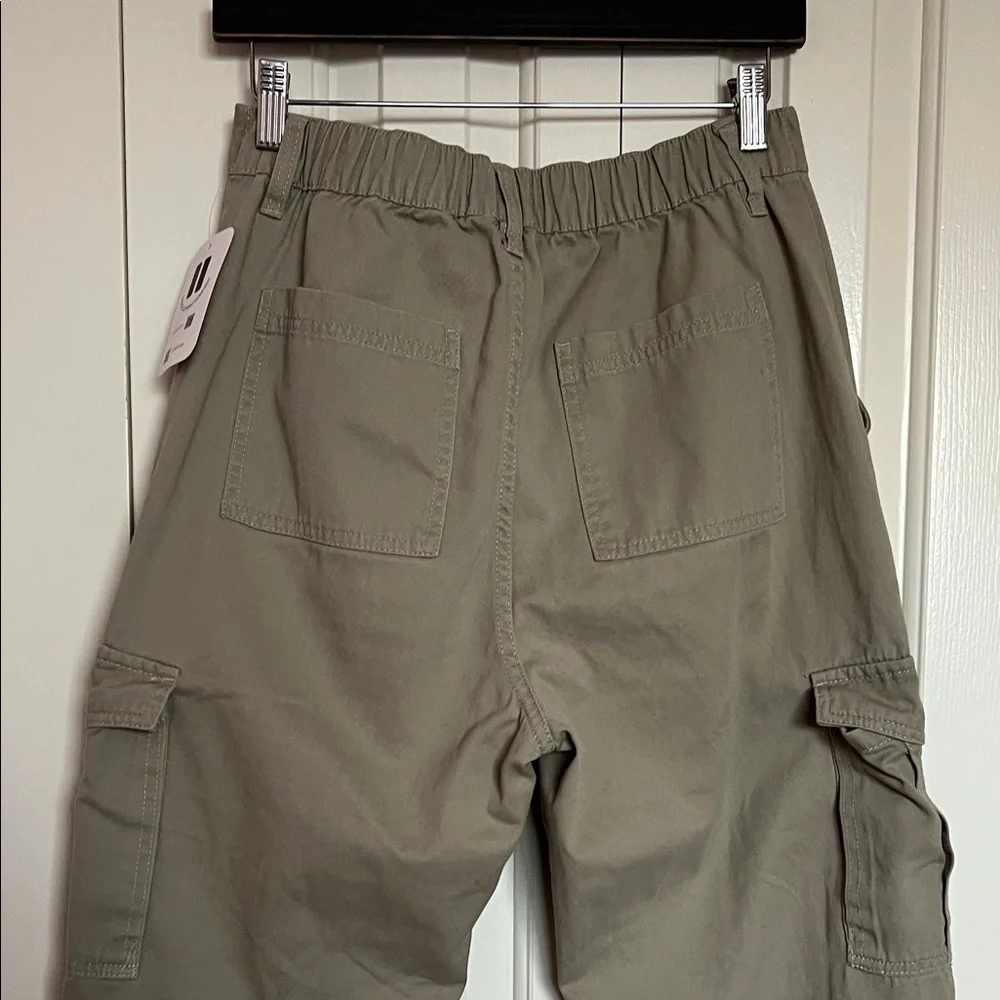 Olive Cargo Pants High Rise Baggy Cargo Straight Leg Pant - Picture 5 of 6